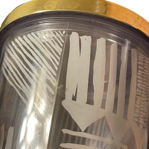 2014 Starbucks Aztec Pattern Cold Cup Coffee Tumbler Gold Silver 24oz Venti Size - Picture 9 of 12